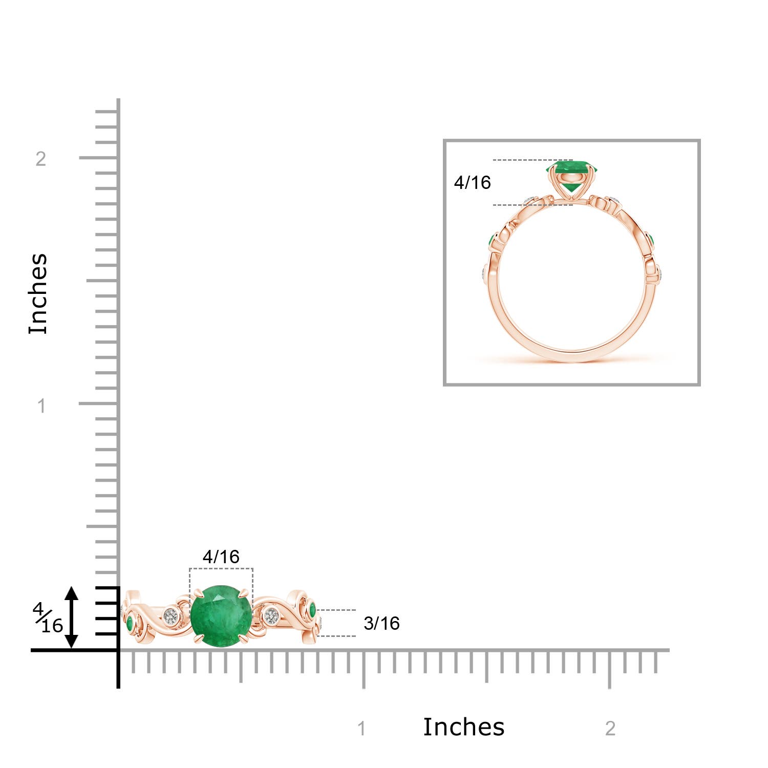 A - Emerald / 1.34 CT / 14 KT Rose Gold