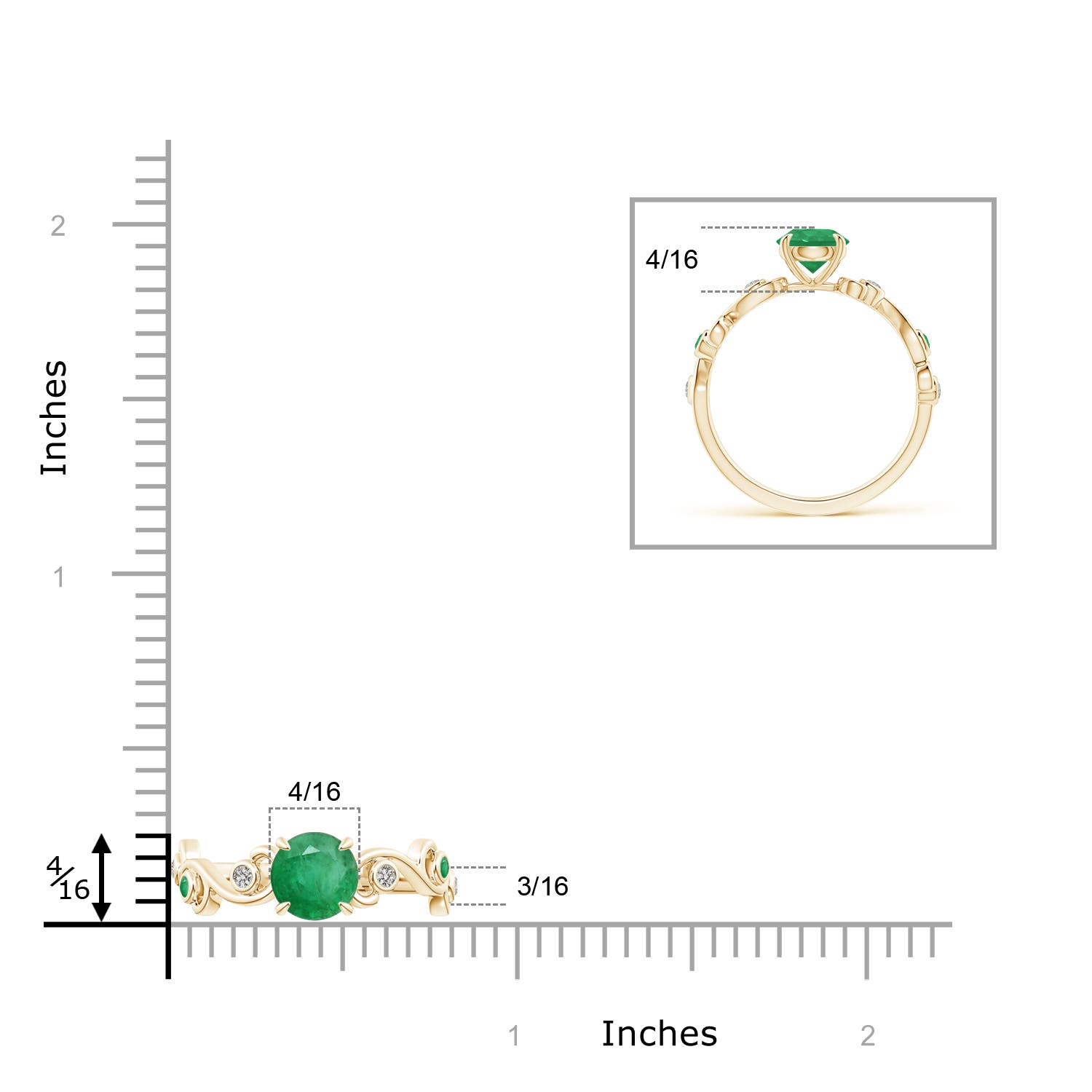 A - Emerald / 1.34 CT / 14 KT Yellow Gold