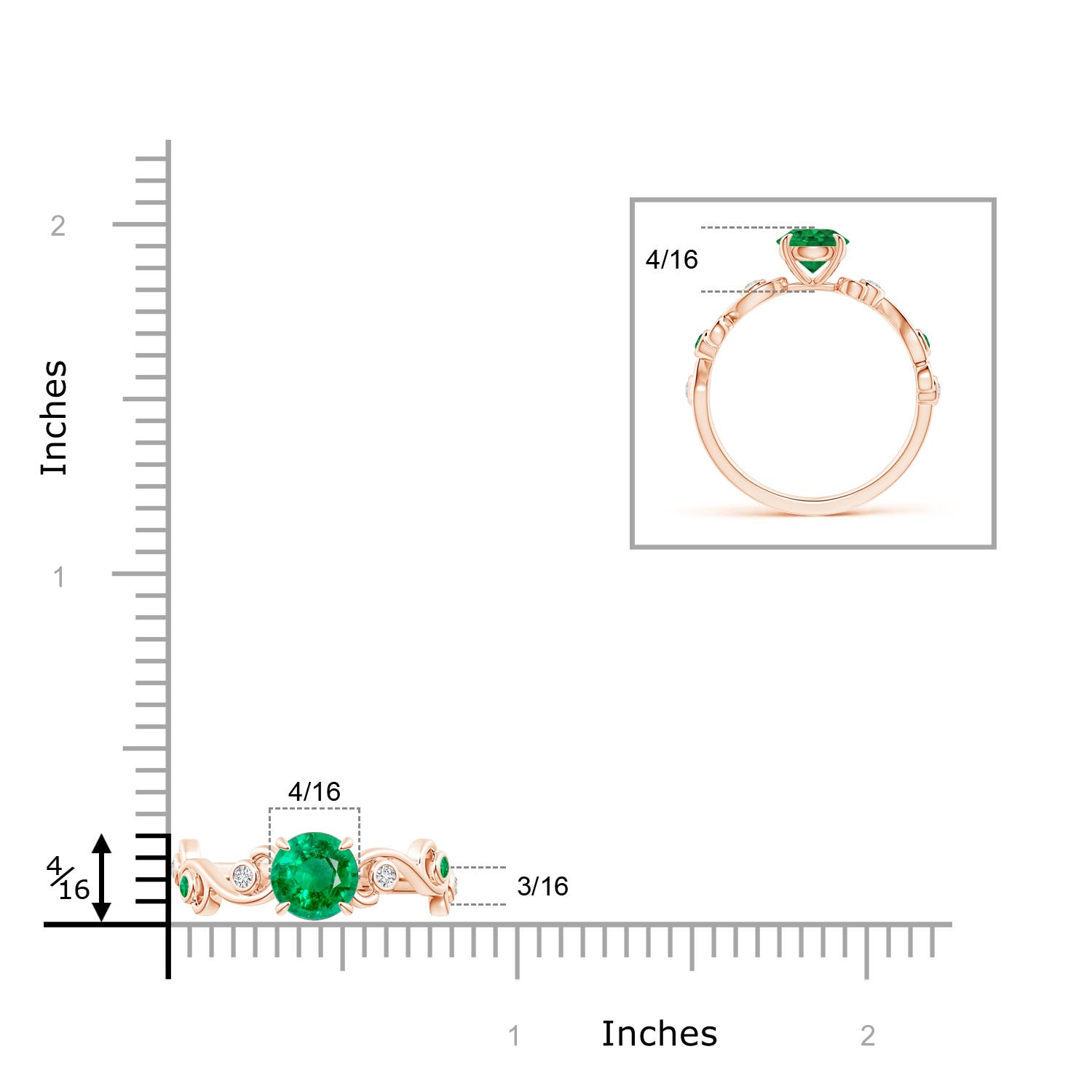 AAA - Emerald / 1.34 CT / 14 KT Rose Gold