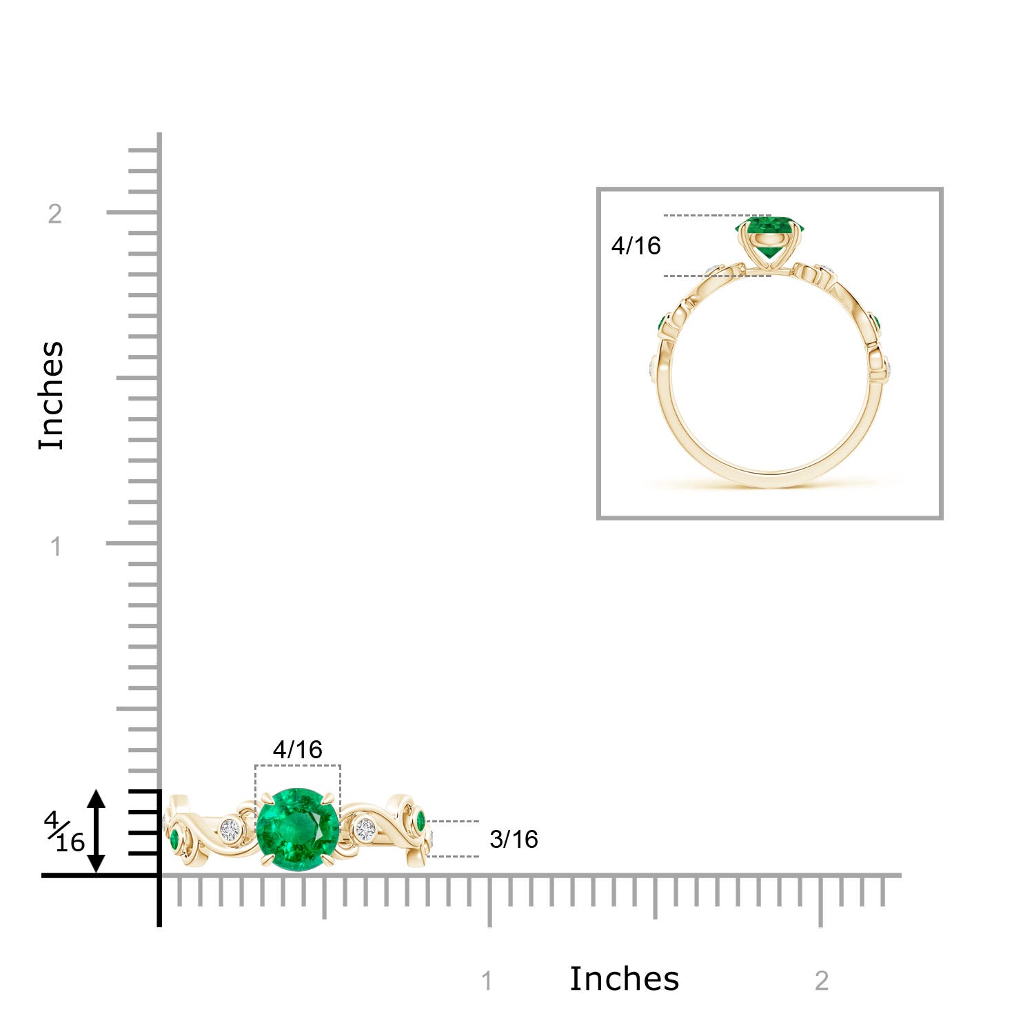 AAA - Emerald / 1.34 CT / 14 KT Yellow Gold