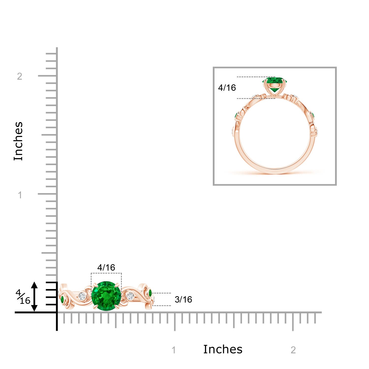 AAAA - Emerald / 1.34 CT / 14 KT Rose Gold