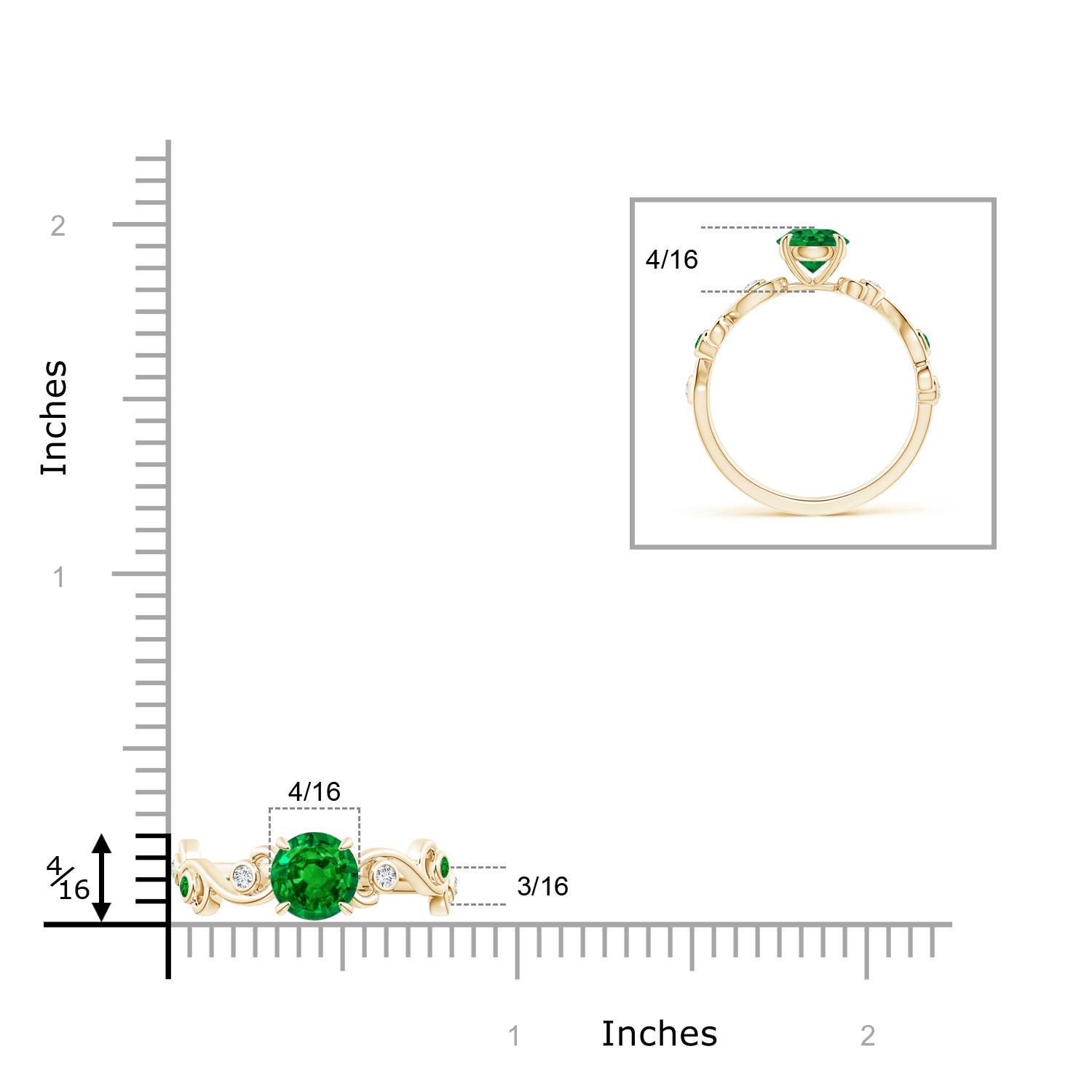 AAAA - Emerald / 1.34 CT / 14 KT Yellow Gold