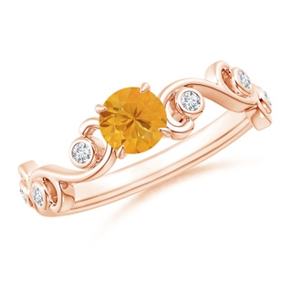 5mm A Fire Opal and Diamond Ivy Scroll Ring in 9K Rose Gold