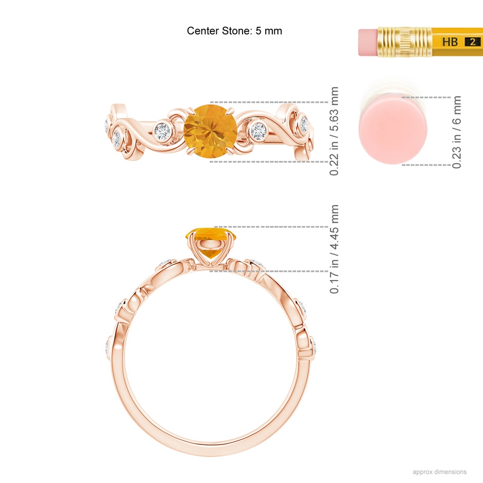 5mm A Fire Opal and Diamond Ivy Scroll Ring in Rose Gold ruler