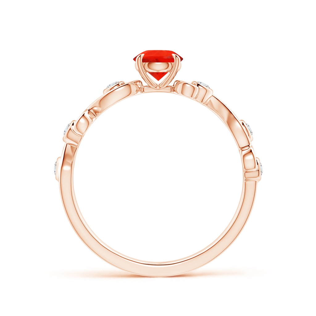5mm AAAA Fire Opal and Diamond Ivy Scroll Ring in Rose Gold Side-1