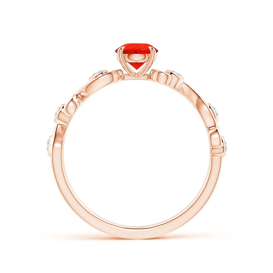 5mm AAAA Fire Opal and Diamond Ivy Scroll Ring in Rose Gold side-1