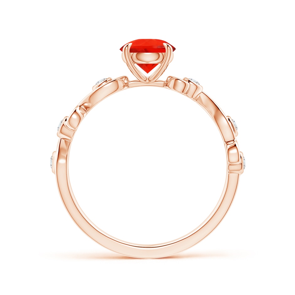 6mm AAAA Fire Opal and Diamond Ivy Scroll Ring in Rose Gold side-1