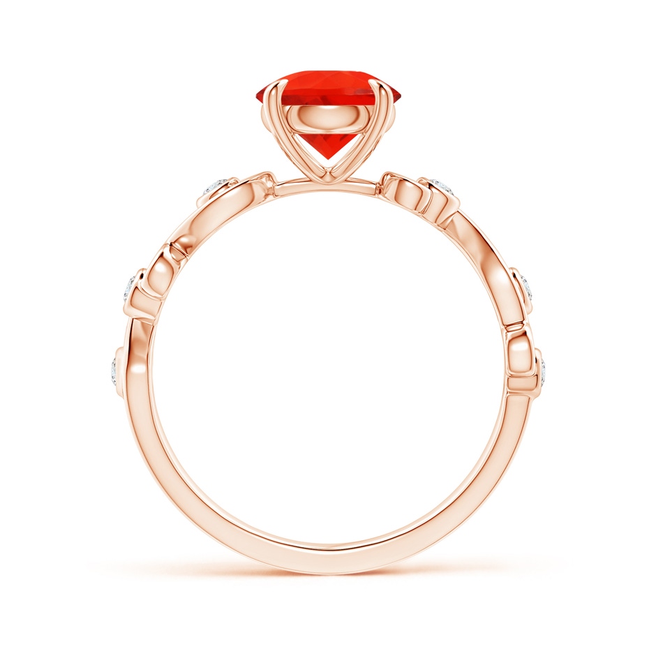 7mm AAAA Fire Opal and Diamond Ivy Scroll Ring in Rose Gold side-1
