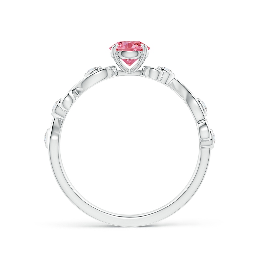 4.5mm AAAA Fancy Intense Pink and White Diamond Ivy Scroll Ring in P950 Platinum - side 199