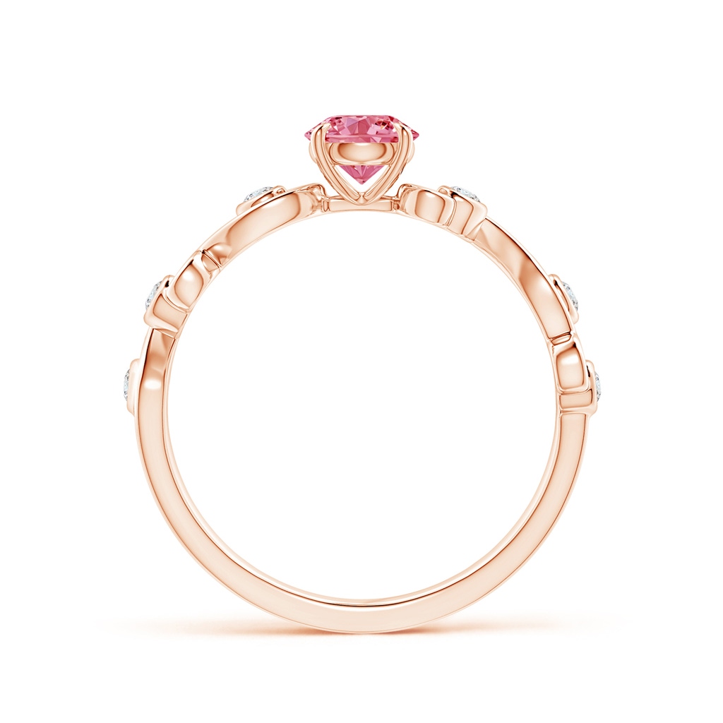 4.5mm AAAA Fancy Intense Pink and White Diamond Ivy Scroll Ring in Rose Gold - side 199