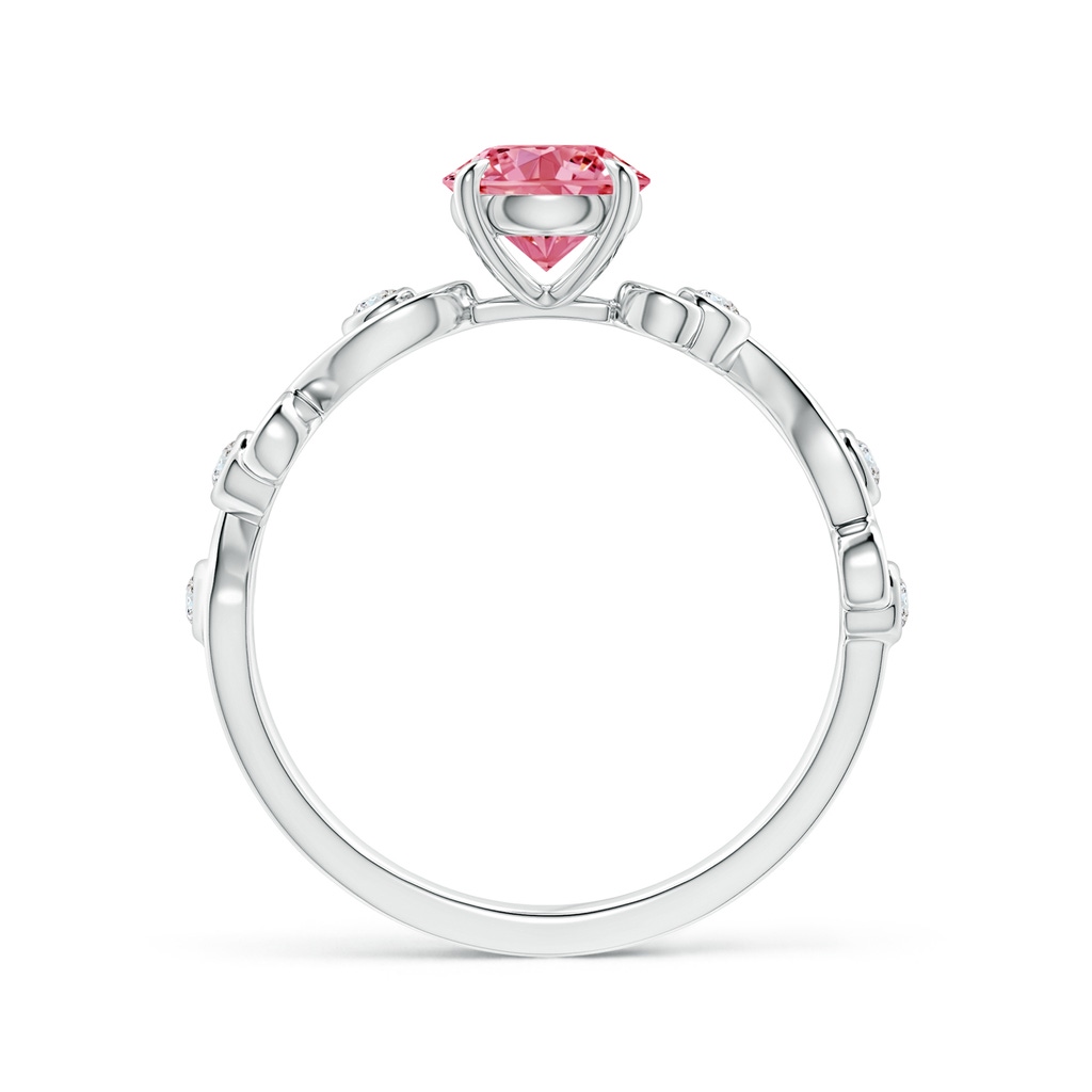 5.4mm AAAA Fancy Intense Pink and White Diamond Ivy Scroll Ring in White Gold - side 199