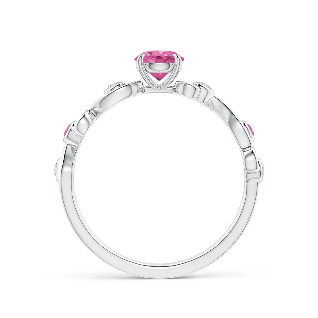 5mm AAA Pink Sapphire and Diamond Ivy Scroll Ring in 10K White Gold Product Image