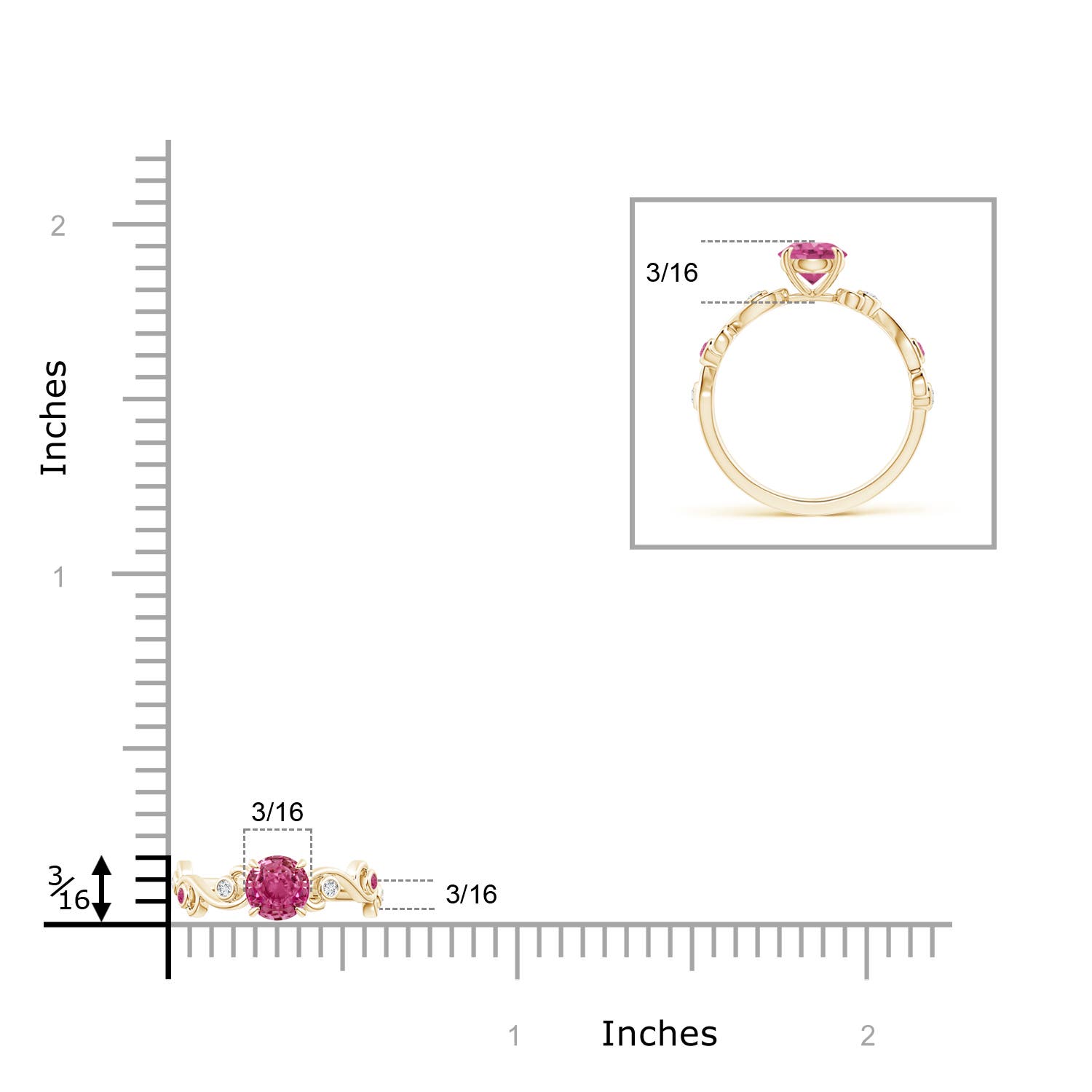 AAAA - Pink Sapphire / 0.74 CT / 14 KT Yellow Gold