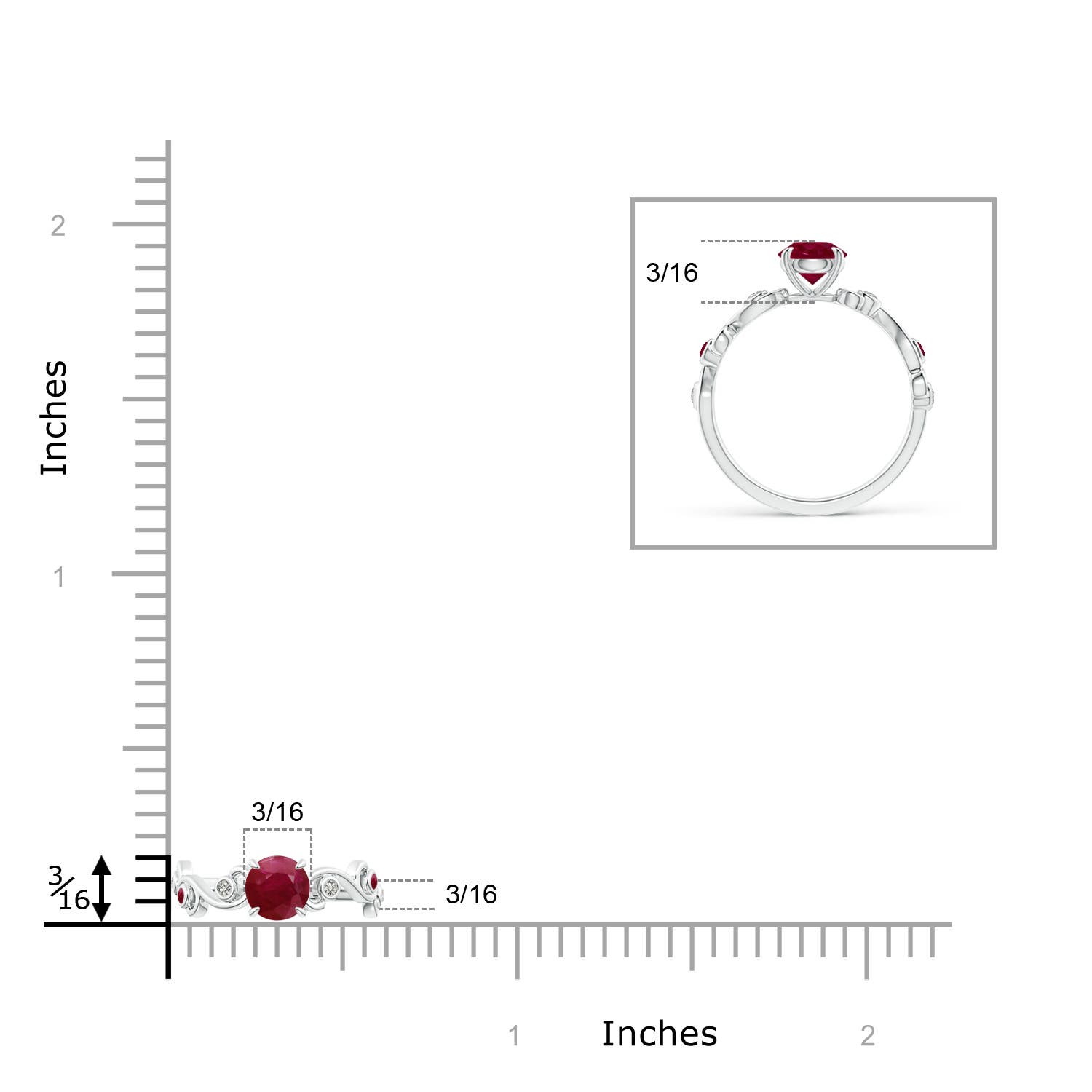 A - Ruby / 0.75 CT / 14 KT White Gold