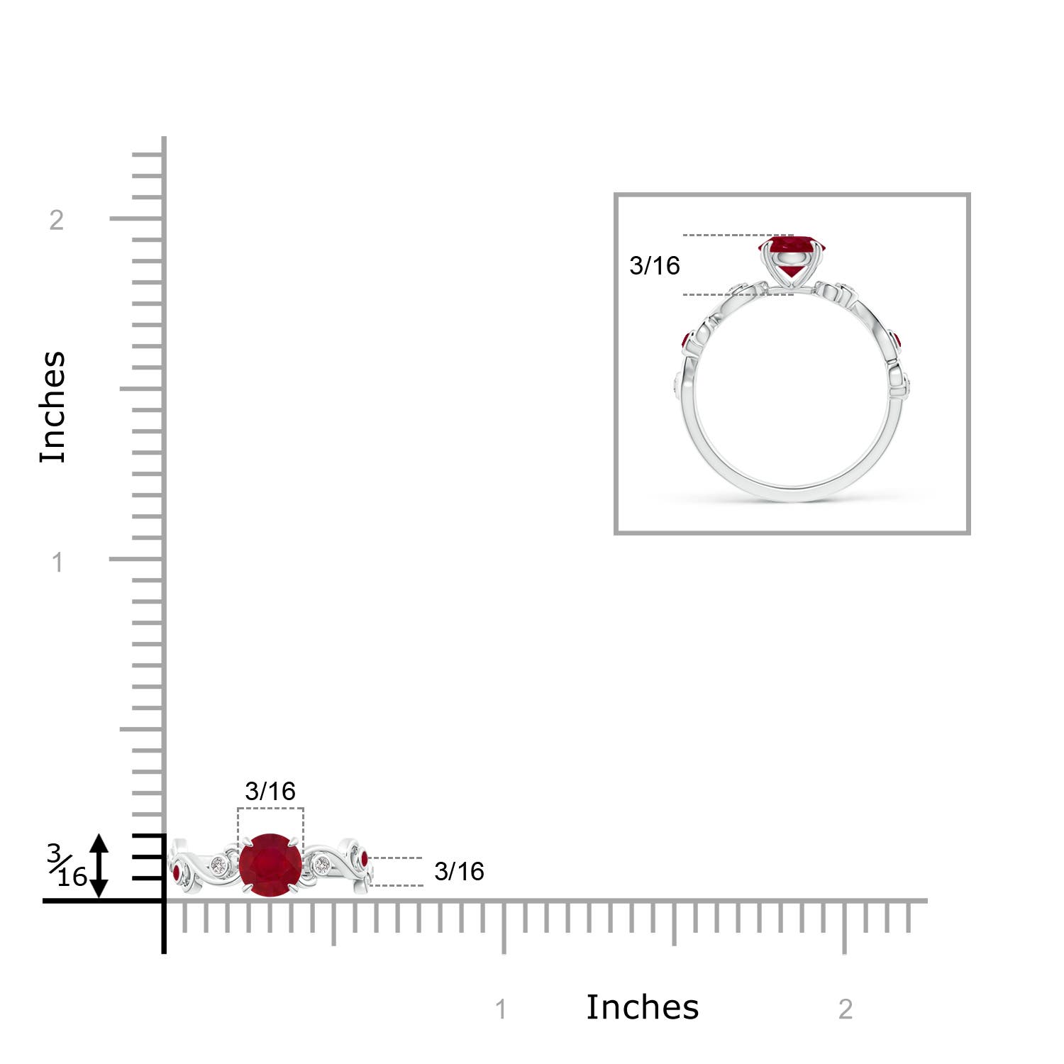 AA - Ruby / 0.75 CT / 14 KT White Gold