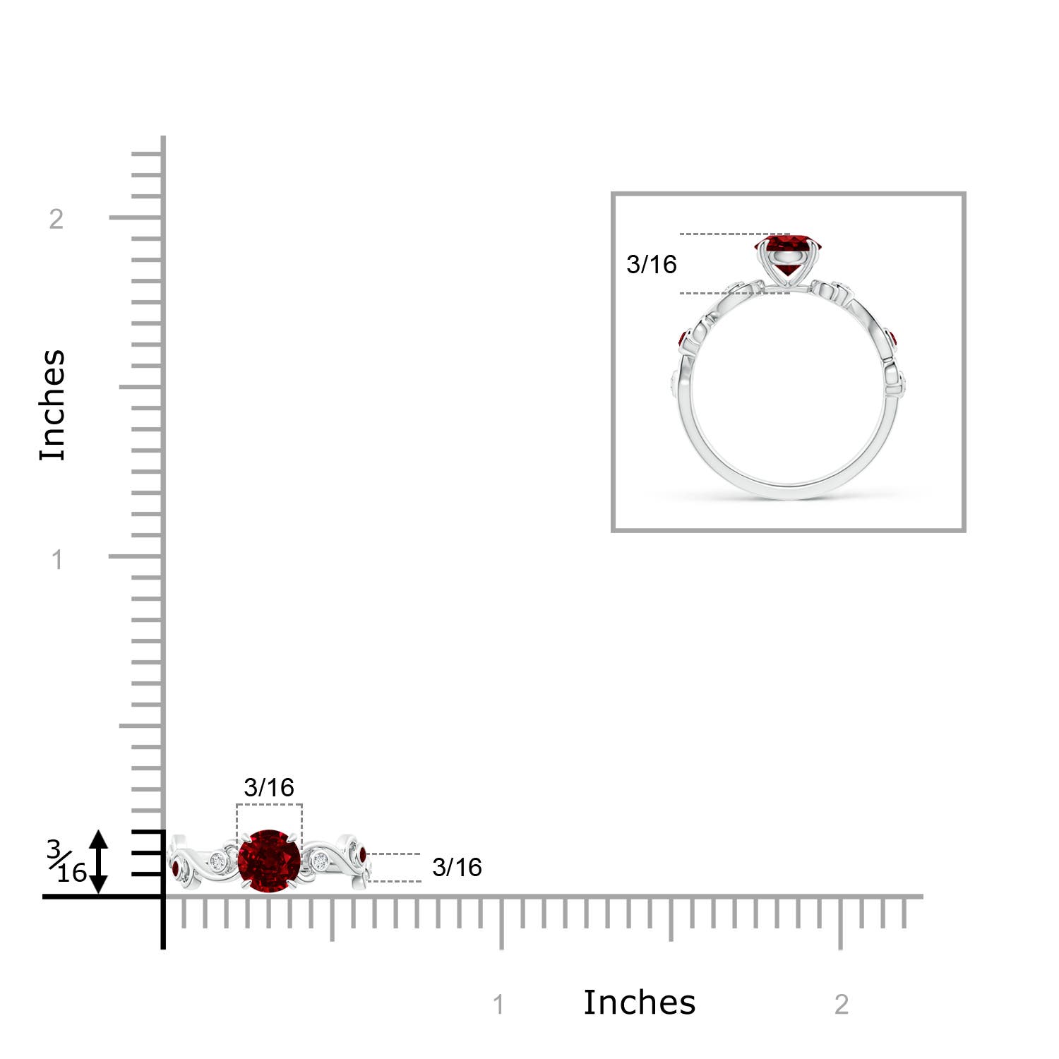 AAAA - Ruby / 0.75 CT / 14 KT White Gold