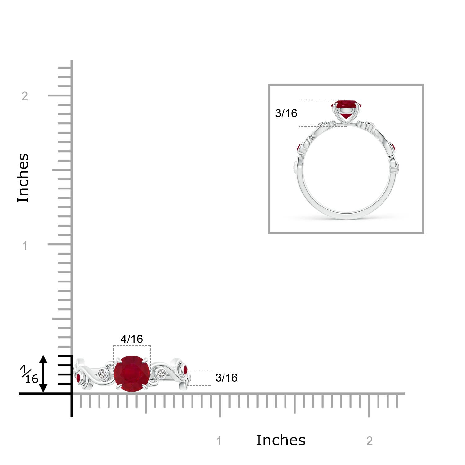 AA - Ruby / 1.15 CT / 14 KT White Gold