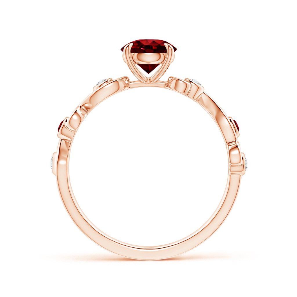 6mm AAAA Ruby and Diamond Ivy Scroll Ring in Rose Gold Product Image