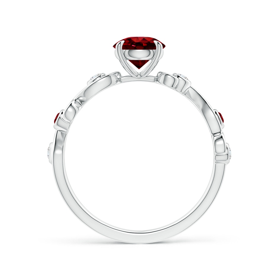 6mm Lab-Grown Ruby and Diamond Ivy Scroll Ring in White Gold product image