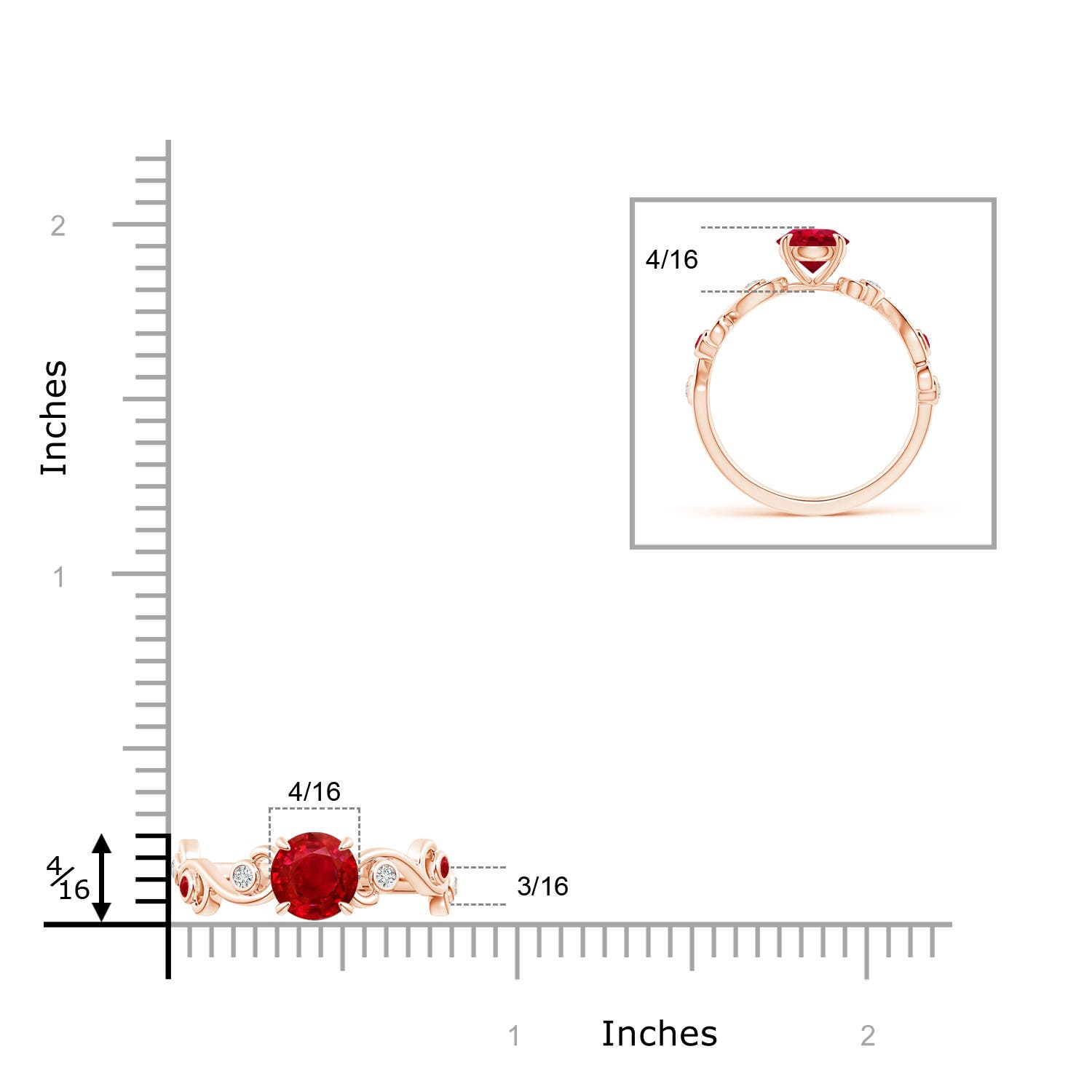 AAA - Ruby / 1.55 CT / 14 KT Rose Gold