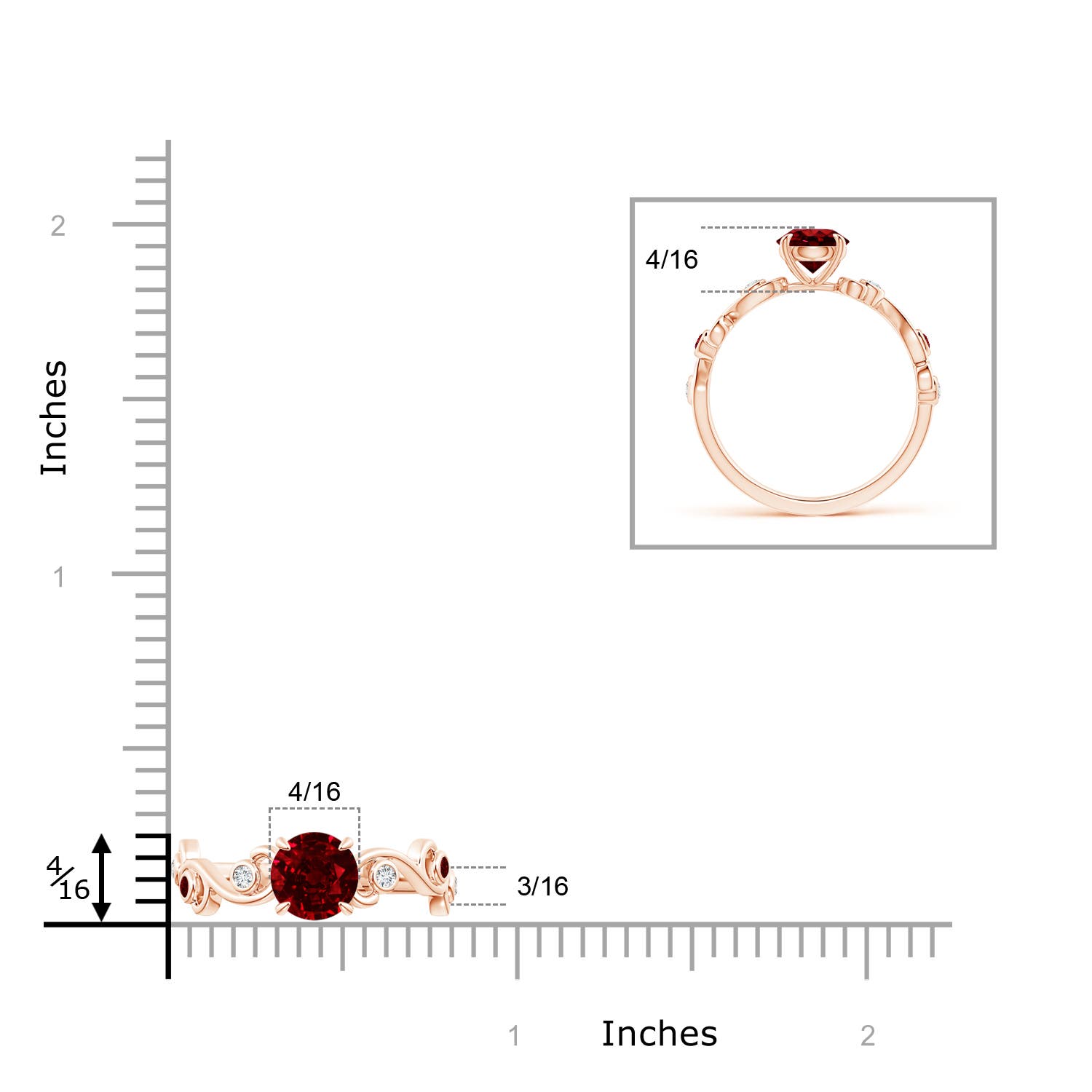 AAAA - Ruby / 1.55 CT / 14 KT Rose Gold