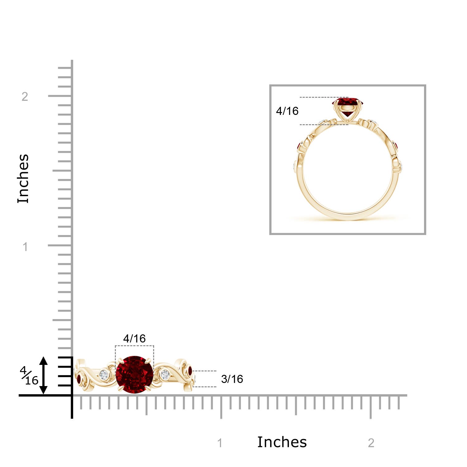 AAAA - Ruby / 1.55 CT / 14 KT Yellow Gold