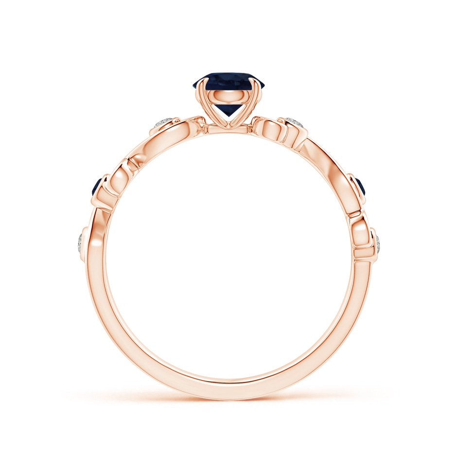 5mm A Blue Sapphire and Diamond Ivy Scroll Ring in Rose Gold side 1