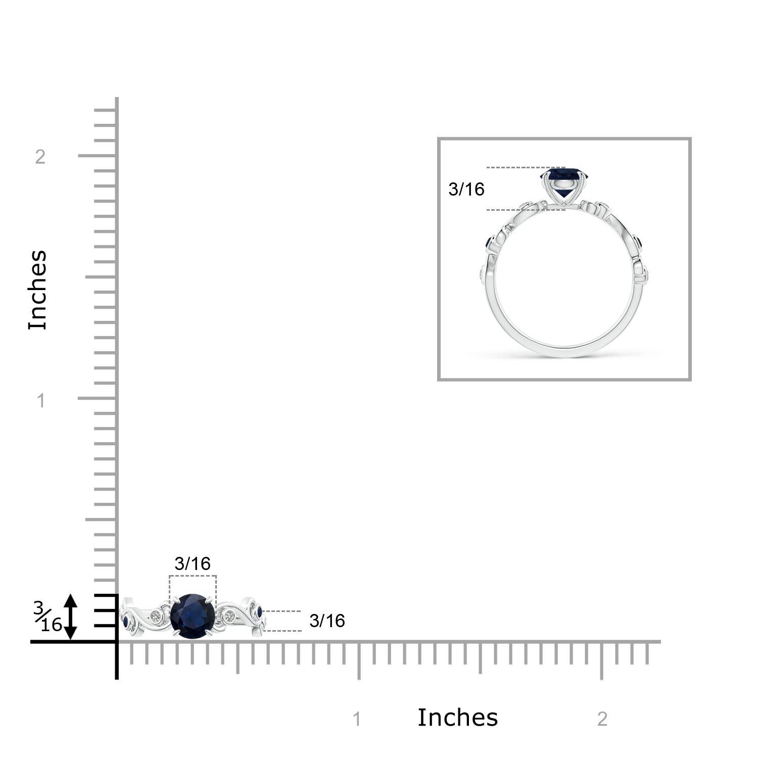 A - Blue Sapphire / 0.74 CT / 14 KT White Gold