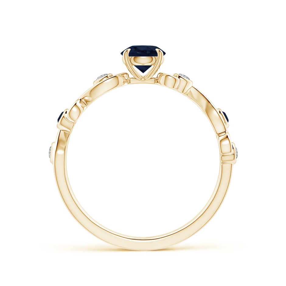 5mm A Blue Sapphire and Diamond Ivy Scroll Ring in Yellow Gold side 1