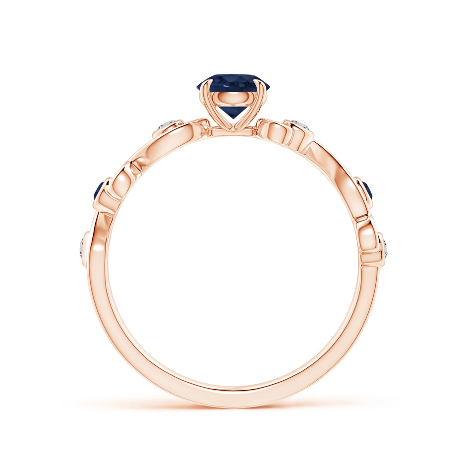 5mm AA Blue Sapphire and Diamond Ivy Scroll Ring in Rose Gold side 1