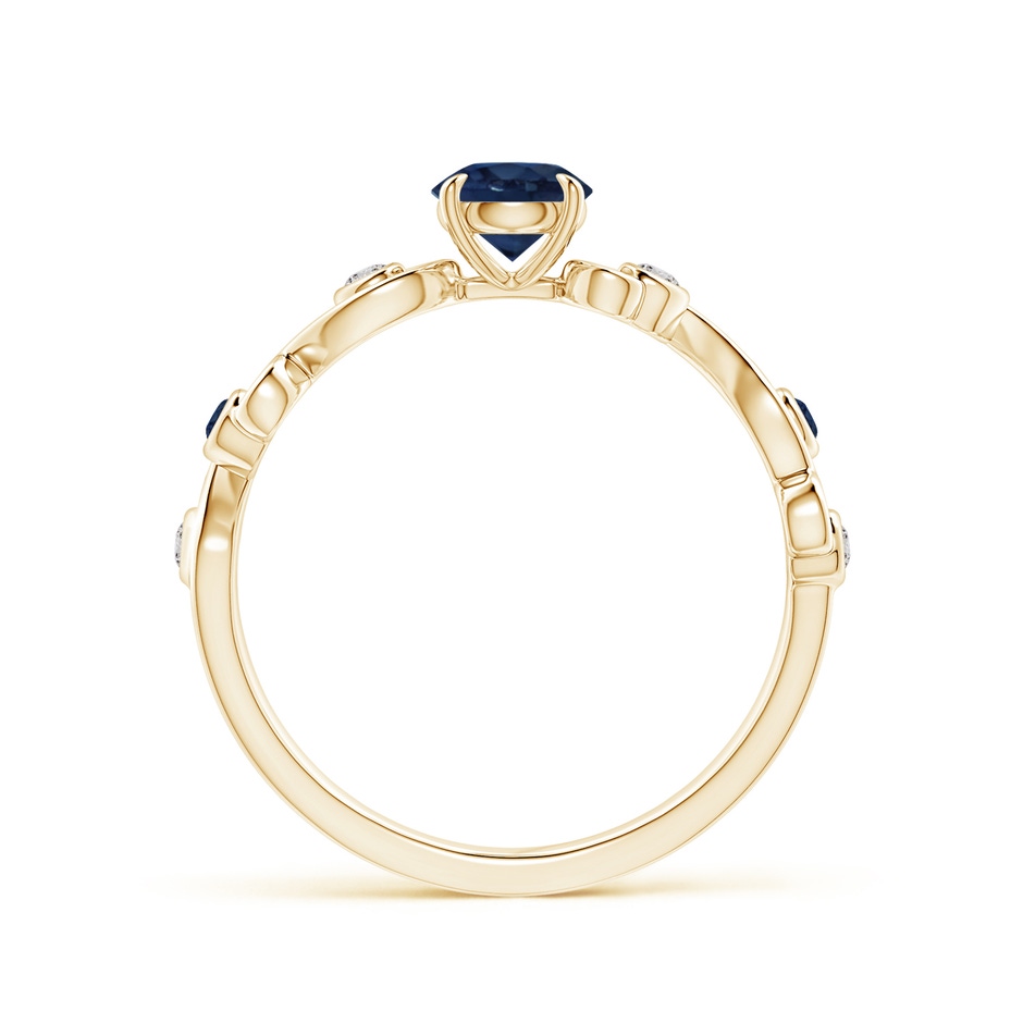 5mm AA Blue Sapphire and Diamond Ivy Scroll Ring in Yellow Gold side 1