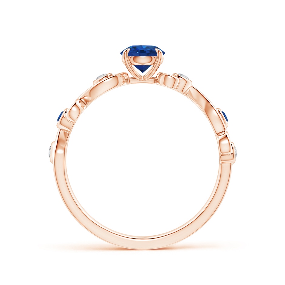 5mm AAA Blue Sapphire and Diamond Ivy Scroll Ring in Rose Gold side 1