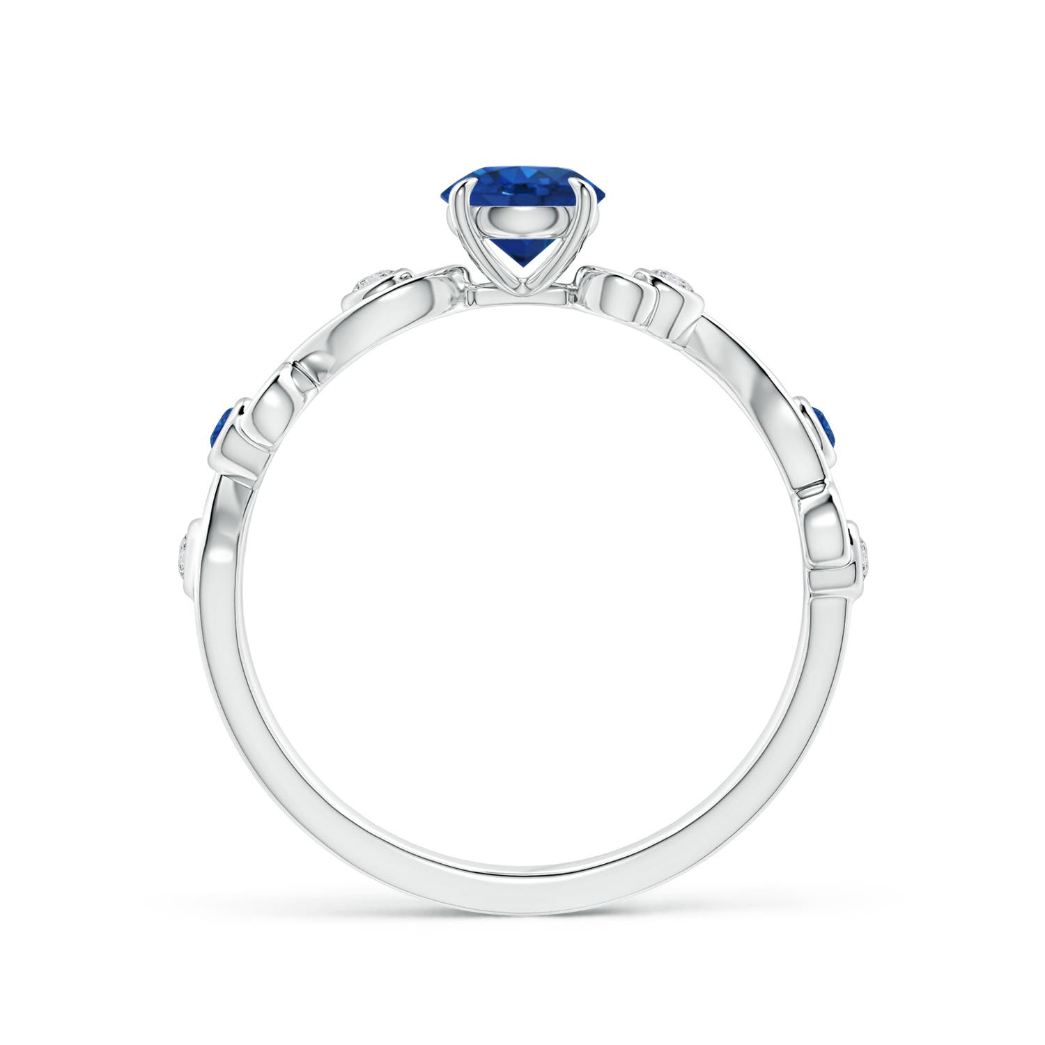 AAA - Blue Sapphire / 0.74 CT / 14 KT White Gold