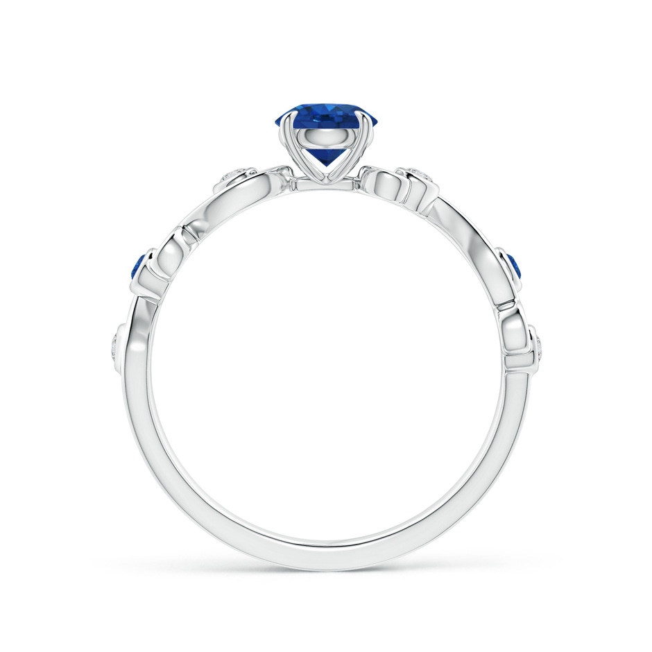 5mm AAA Blue Sapphire and Diamond Ivy Scroll Ring in White Gold side 1