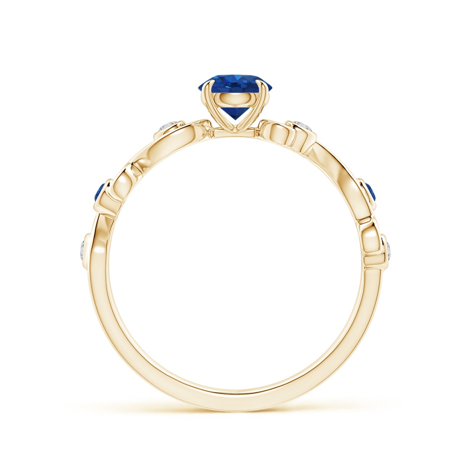 5mm AAA Blue Sapphire and Diamond Ivy Scroll Ring in Yellow Gold side 1