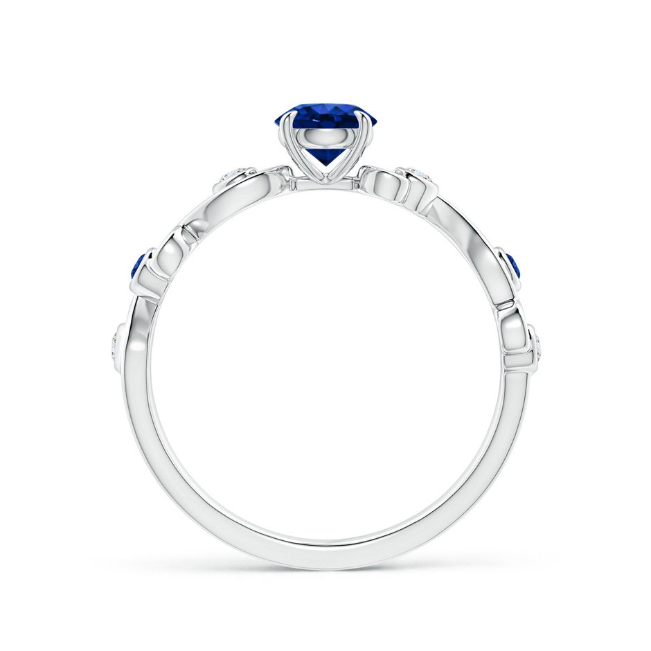 5mm AAAA Blue Sapphire and Diamond Ivy Scroll Ring in White Gold side 1