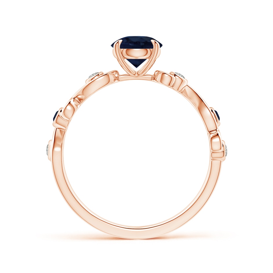 6mm A Blue Sapphire and Diamond Ivy Scroll Ring in Rose Gold side 1