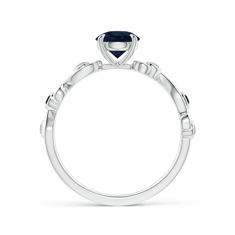 6mm A Blue Sapphire and Diamond Ivy Scroll Ring in White Gold side 1