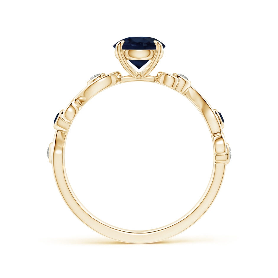 6mm A Blue Sapphire and Diamond Ivy Scroll Ring in Yellow Gold side 1