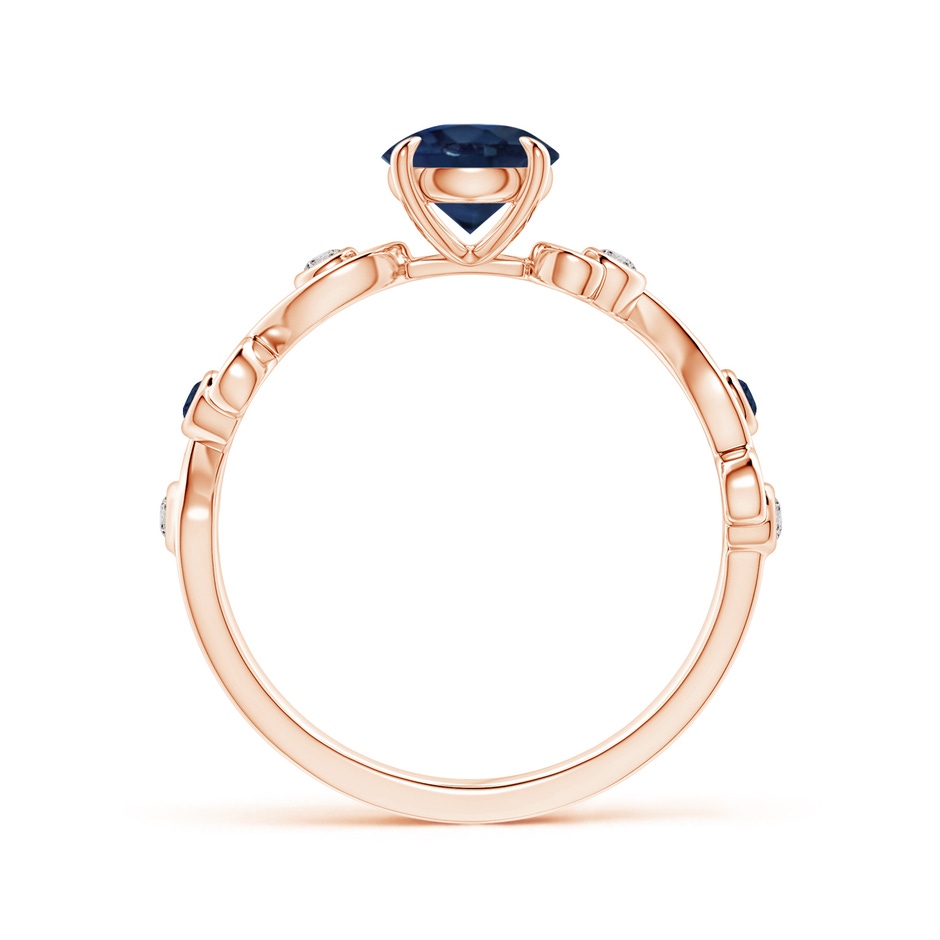 6mm AA Blue Sapphire and Diamond Ivy Scroll Ring in Rose Gold side 1
