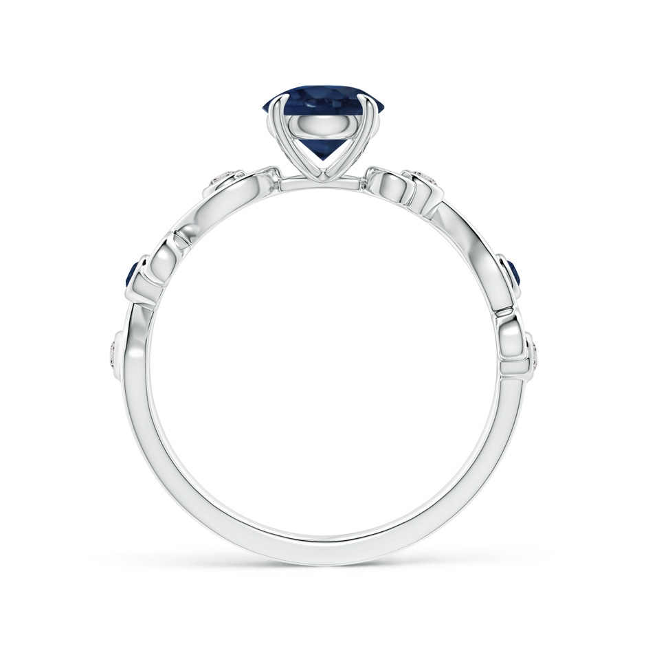 6mm AA Blue Sapphire and Diamond Ivy Scroll Ring in White Gold side 1