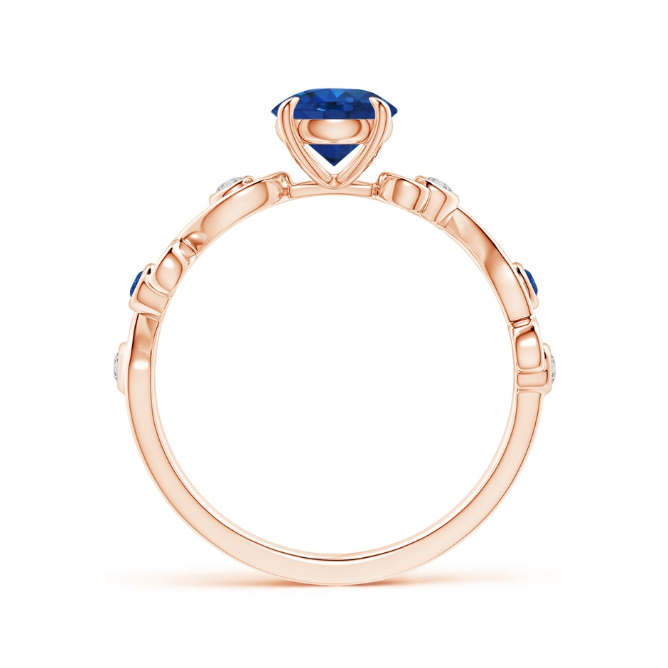 6mm AAA Blue Sapphire and Diamond Ivy Scroll Ring in Rose Gold side 1