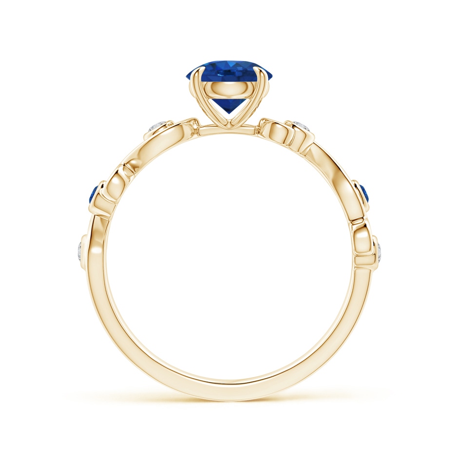 6mm AAA Blue Sapphire and Diamond Ivy Scroll Ring in Yellow Gold side 1