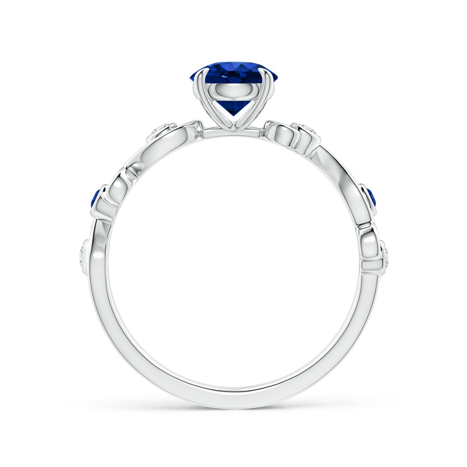 6mm AAAA Blue Sapphire and Diamond Ivy Scroll Ring in White Gold side 1