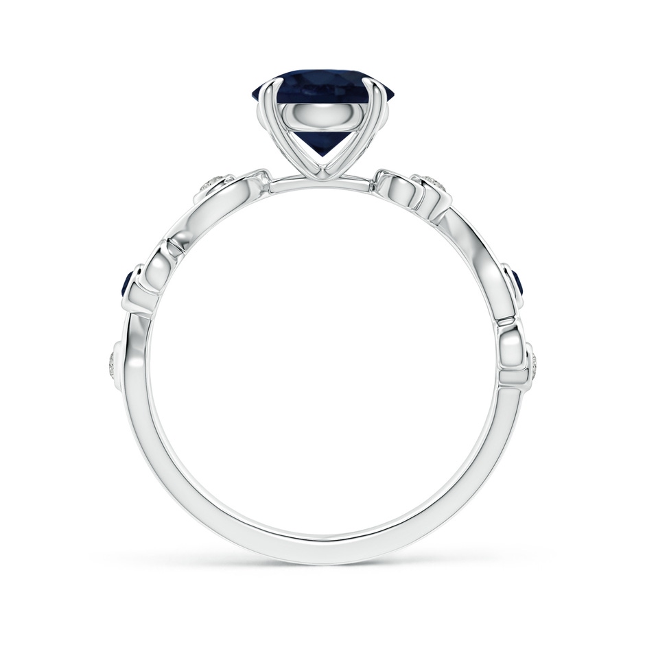 7mm A Blue Sapphire and Diamond Ivy Scroll Ring in White Gold side 1