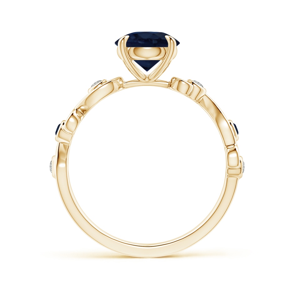 7mm A Blue Sapphire and Diamond Ivy Scroll Ring in Yellow Gold side 1