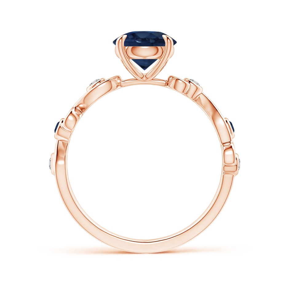 7mm AA Blue Sapphire and Diamond Ivy Scroll Ring in Rose Gold side 1