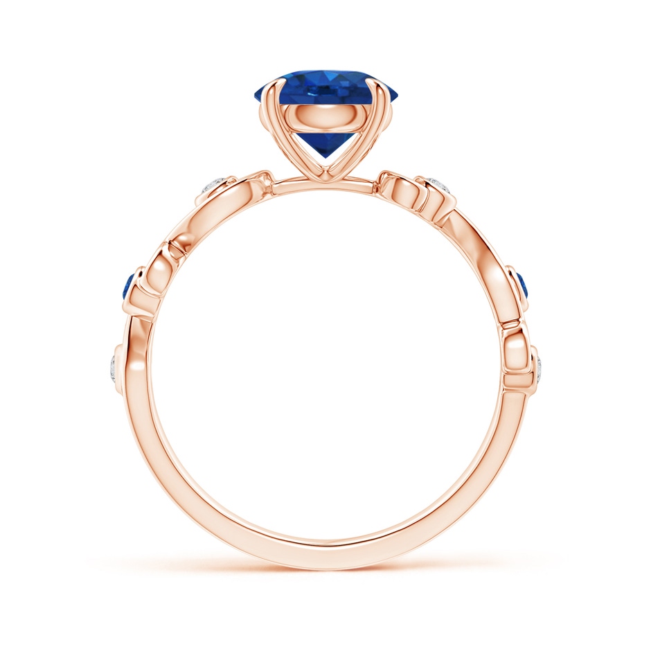 7mm AAA Blue Sapphire and Diamond Ivy Scroll Ring in Rose Gold side 1
