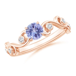 5mm AA Tanzanite and Diamond Ivy Scroll Ring in 9K Rose Gold