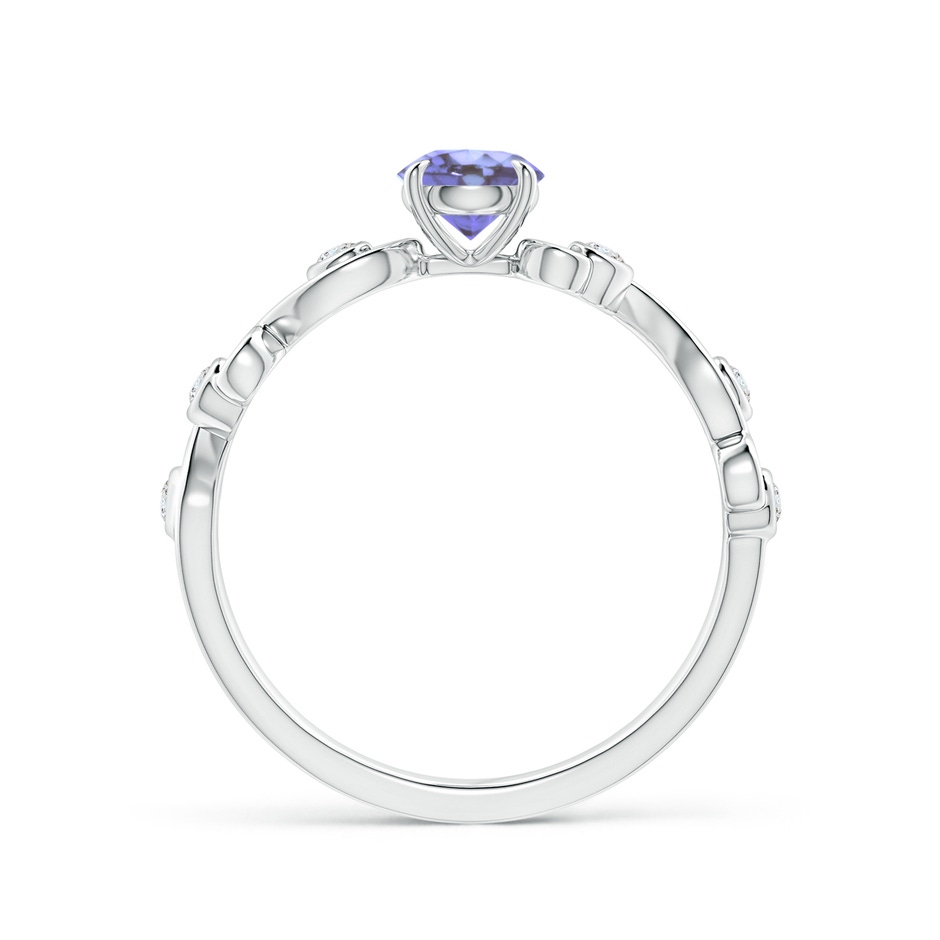 5mm AA Tanzanite and Diamond Ivy Scroll Ring in White Gold side-1